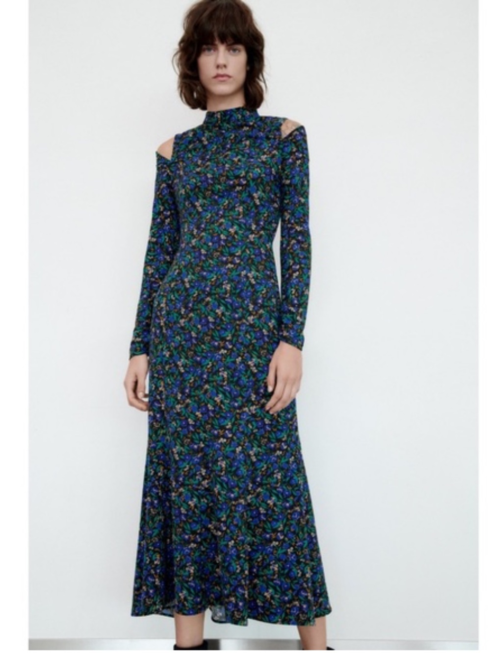 Zara Floral Maxi Dress in Blue and Green